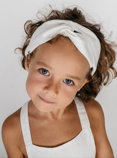 Hemp twisted headband in White